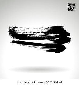Black brush stroke. Grunge vector abstract hand - painted element. Underline and border design.