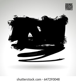 Black brush stroke. Grunge vector abstract hand - painted element. Underline and border design.