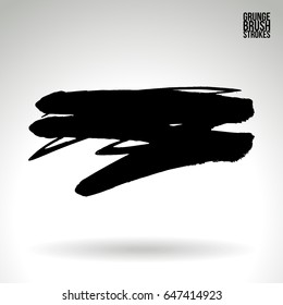 Black brush stroke. Grunge vector abstract hand - painted element. Underline and border design.