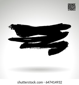 Black brush stroke. Grunge vector abstract hand - painted element. Underline and border design.