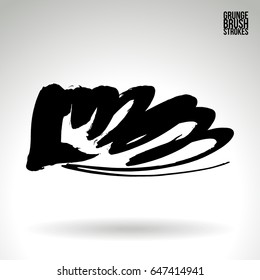 Black brush stroke. Grunge vector abstract hand - painted element. Underline and border design.