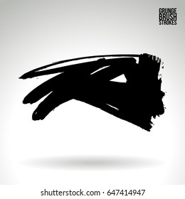 Black brush stroke. Grunge vector abstract hand - painted element. Underline and border design.