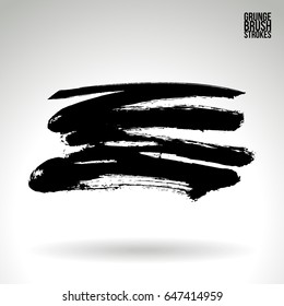 Black brush stroke. Grunge vector abstract hand - painted element. Underline and border design.