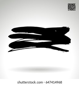 Black brush stroke. Grunge vector abstract hand - painted element. Underline and border design.
