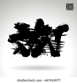 Black brush stroke. Grunge vector abstract hand - painted element. Underline and border design.
