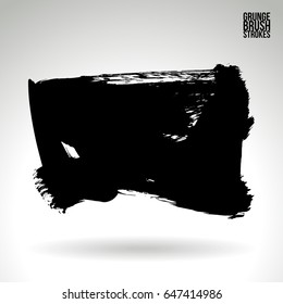 Black brush stroke. Grunge vector abstract hand - painted element. Underline and border design.