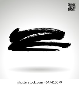 Black brush stroke. Grunge vector abstract hand - painted element. Underline and border design.