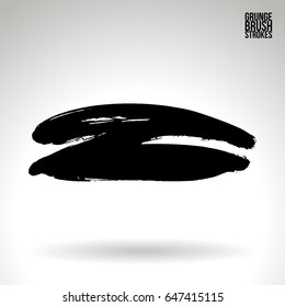 Black brush stroke. Grunge vector abstract hand - painted element. Underline and border design.