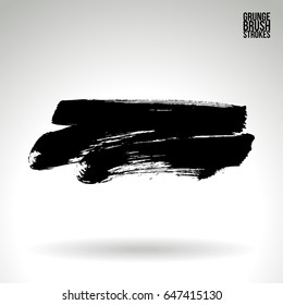 Black brush stroke. Grunge vector abstract hand - painted element. Underline and border design.
