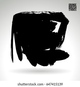 Black brush stroke. Grunge vector abstract hand - painted element. Underline and border design.