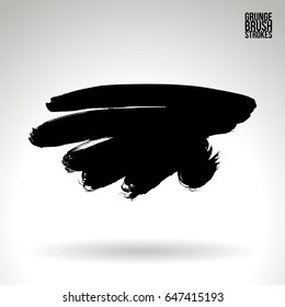Black brush stroke. Grunge vector abstract hand - painted element. Underline and border design.