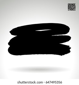 Black brush stroke. Grunge vector abstract hand - painted element. Underline and border design.