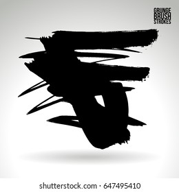 Black brush stroke. Grunge vector abstract hand - painted element. Underline and border design.