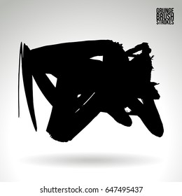 Black brush stroke. Grunge vector abstract hand - painted element. Underline and border design.