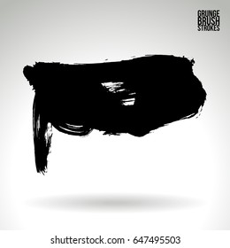 Black brush stroke. Grunge vector abstract hand - painted element. Underline and border design.