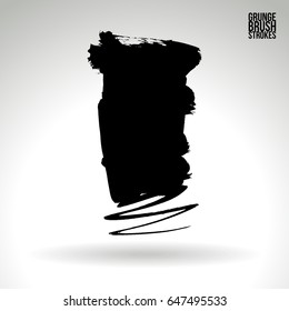 Black brush stroke. Grunge vector abstract hand - painted element. Underline and border design.