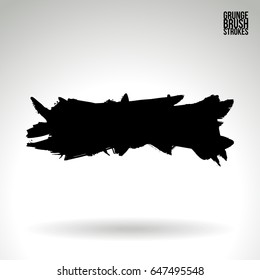 Black brush stroke. Grunge vector abstract hand - painted element. Underline and border design.