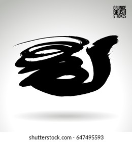 Black brush stroke. Grunge vector abstract hand - painted element. Underline and border design.