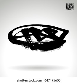 Black brush stroke. Grunge vector abstract hand - painted element. Underline and border design.