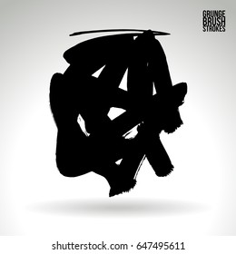 Black brush stroke. Grunge vector abstract hand - painted element. Underline and border design.