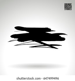 Black brush stroke. Grunge vector abstract hand - painted element. Underline and border design.