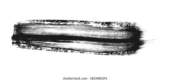 Black brush stroke. Hand drawn ink spot isolated on white background. Vector illustration