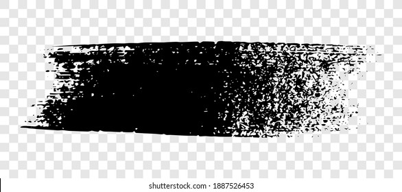 Black brush stroke. Hand drawn ink spot isolated on white transparent background. Vector illustration