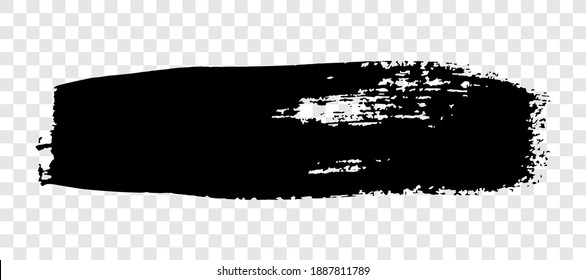 Black brush stroke. Hand drawn ink spot isolated on white transparent background. Vector illustration