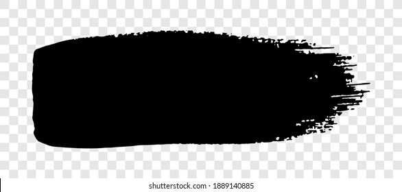 Black brush stroke. Hand drawn ink spot isolated on white transparent background. Vector illustration