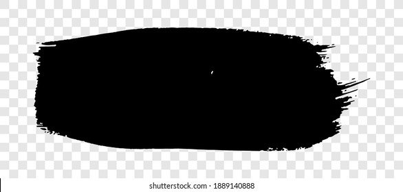Black brush stroke. Hand drawn ink spot isolated on white transparent background. Vector illustration