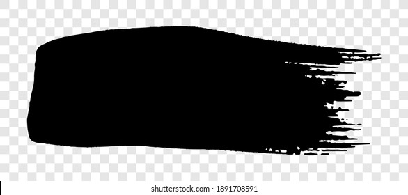 Black brush stroke. Hand drawn ink spot isolated on white transparent background. Vector illustration