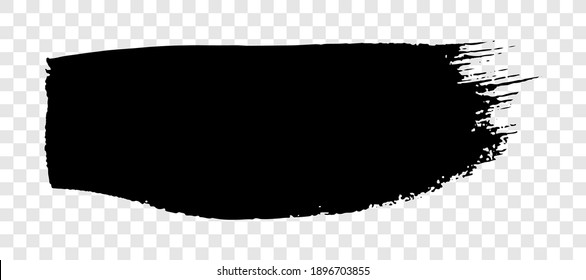 Black brush stroke. Hand drawn ink spot isolated on white transparent background. Vector illustration