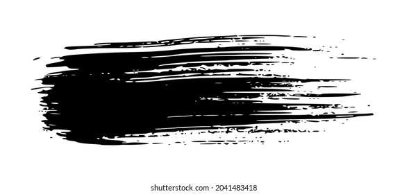 Golpe de pincel negro. Punto de tinta dibujado a mano aislado sobre fondo blanco. Ilustración del vector