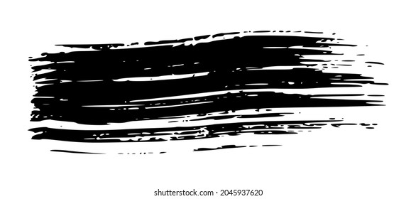 Black brush stroke. Hand drawn ink spot isolated on white background. Vector illustration