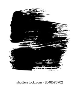 Black brush stroke. Hand drawn ink spot isolated on white background. Vector illustration