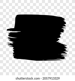 Black brush stroke. Hand drawn ink spot isolated on transparent background. Vector illustration