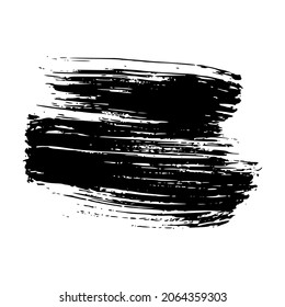 Golpe de pincel negro. Punto de tinta dibujado a mano aislado sobre fondo blanco. Ilustración del vector