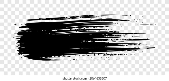 Black brush stroke. Hand drawn ink spot isolated on transparent background. Vector illustration