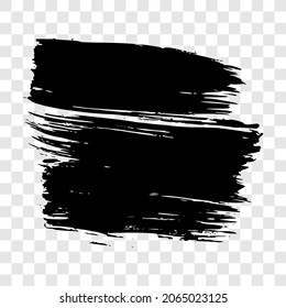 Black brush stroke. Hand drawn ink spot isolated on transparent background. Vector illustration