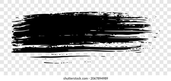 Black brush stroke. Hand drawn ink spot isolated on transparent background. Vector illustration