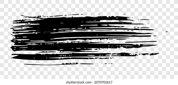 Black brush stroke. Hand drawn ink spot isolated on transparent background. Vector illustration