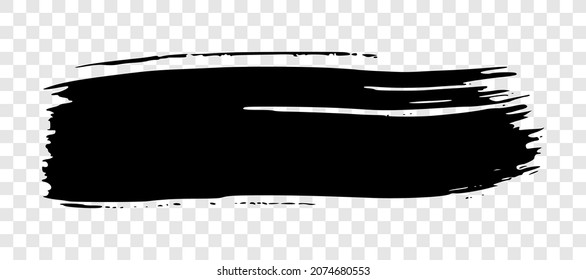 Golpe de pincel negro. Punto de tinta dibujado a mano aislado en un fondo transparente. Ilustración del vector