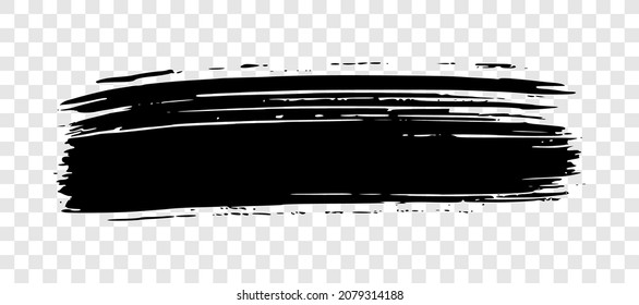 Black brush stroke. Hand drawn ink spot isolated on transparent background. Vector illustration