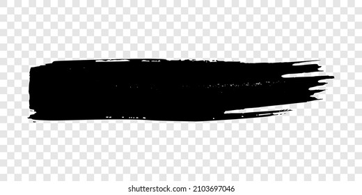 Black brush stroke. Hand drawn ink spot isolated on transparent background. Vector illustration