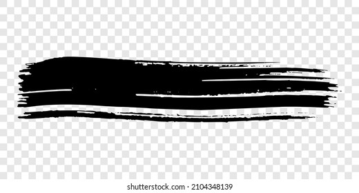 Golpe de pincel negro. Punto de tinta dibujado a mano aislado en un fondo transparente. Ilustración del vector