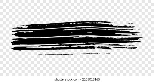 Black brush stroke. Hand drawn ink spot isolated on transparent background. Vector illustration
