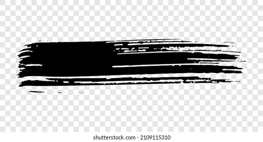 Golpe de pincel negro. Punto de tinta dibujado a mano aislado en un fondo transparente. Ilustración del vector