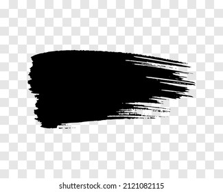 Black brush stroke. Hand drawn ink spot isolated on transparent background. Vector illustration