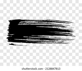 Golpe de pincel negro. Punto de tinta dibujado a mano aislado en un fondo transparente. Ilustración del vector