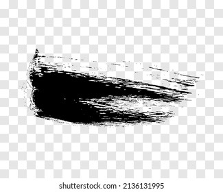 Golpe de pincel negro. Punto de tinta dibujado a mano aislado en un fondo transparente. Ilustración del vector